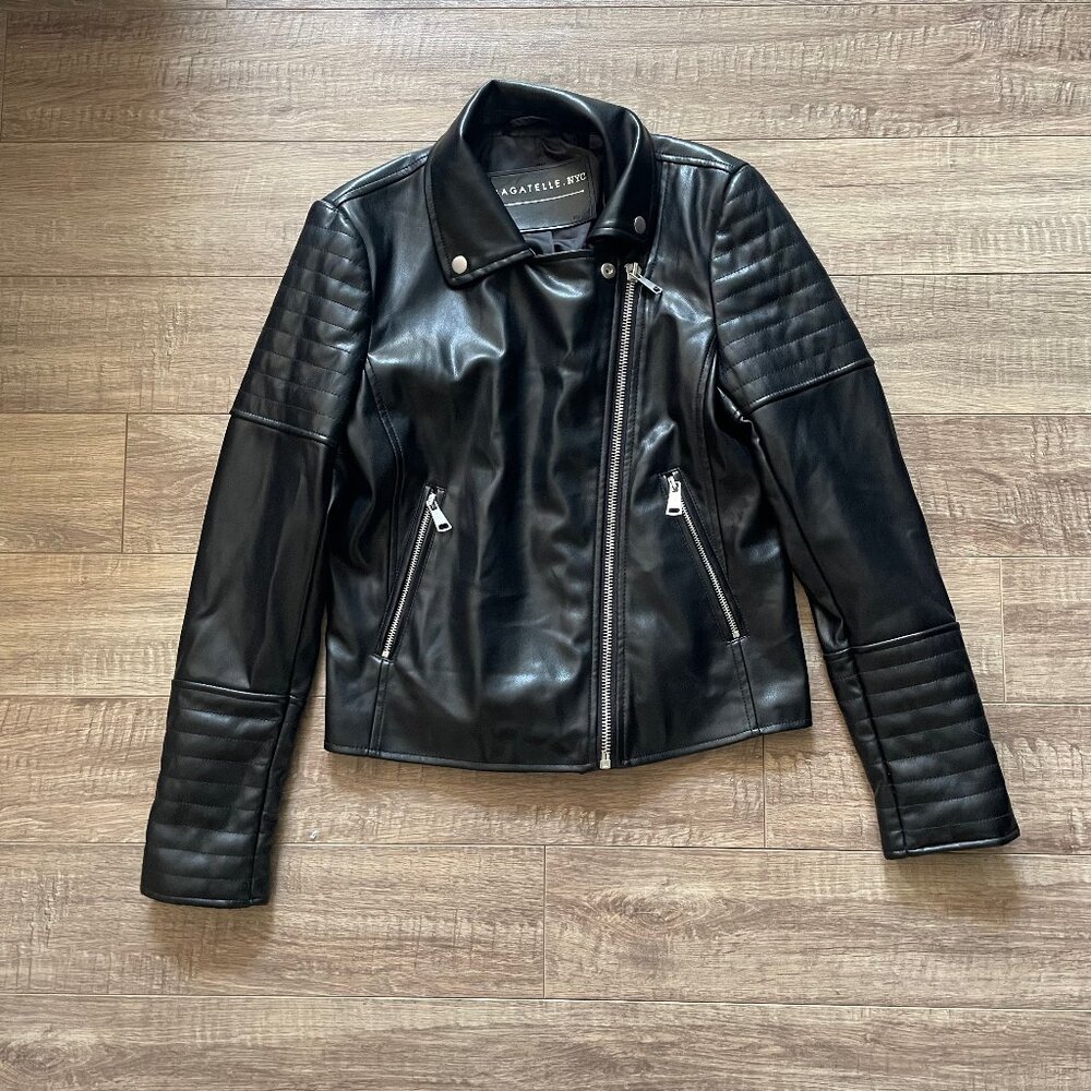 Bagatelle NYC faux leather moto jacket, black, Women's size SMALL